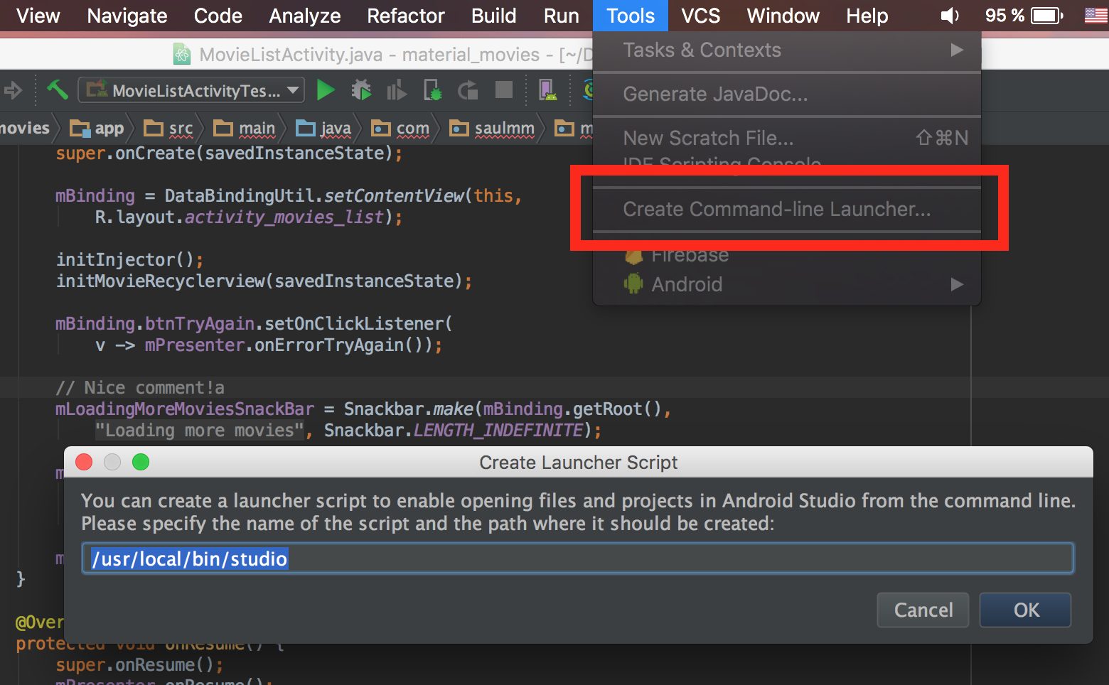 setting up gradle android studio